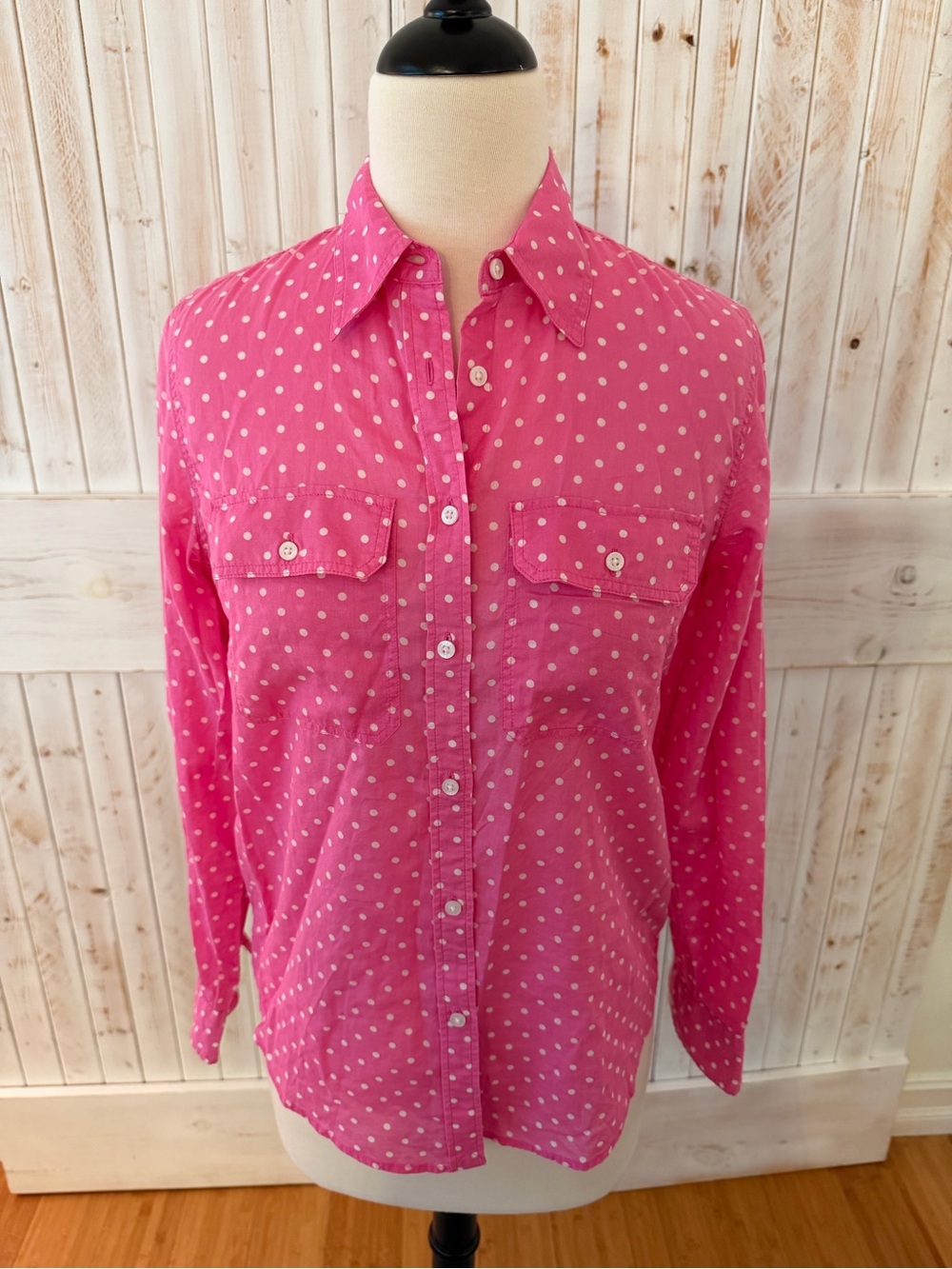 Ralph Lauren Pink Polka Dot Button-Up Shirt - Women's Top